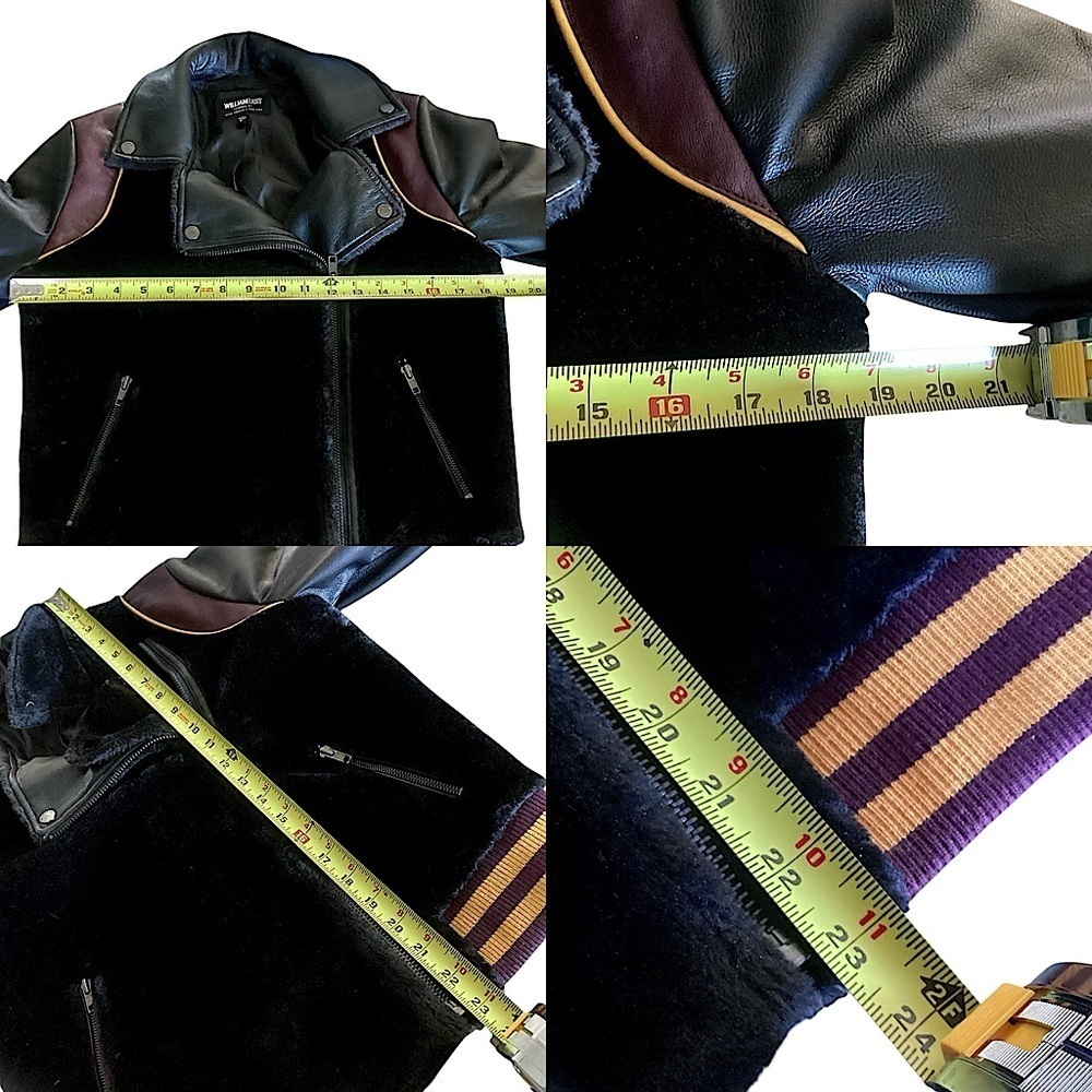 William Rast Noelie Varsity Moto Jacket Black Faux Fur & Leather Oversized Small - Picture 13 of 16
